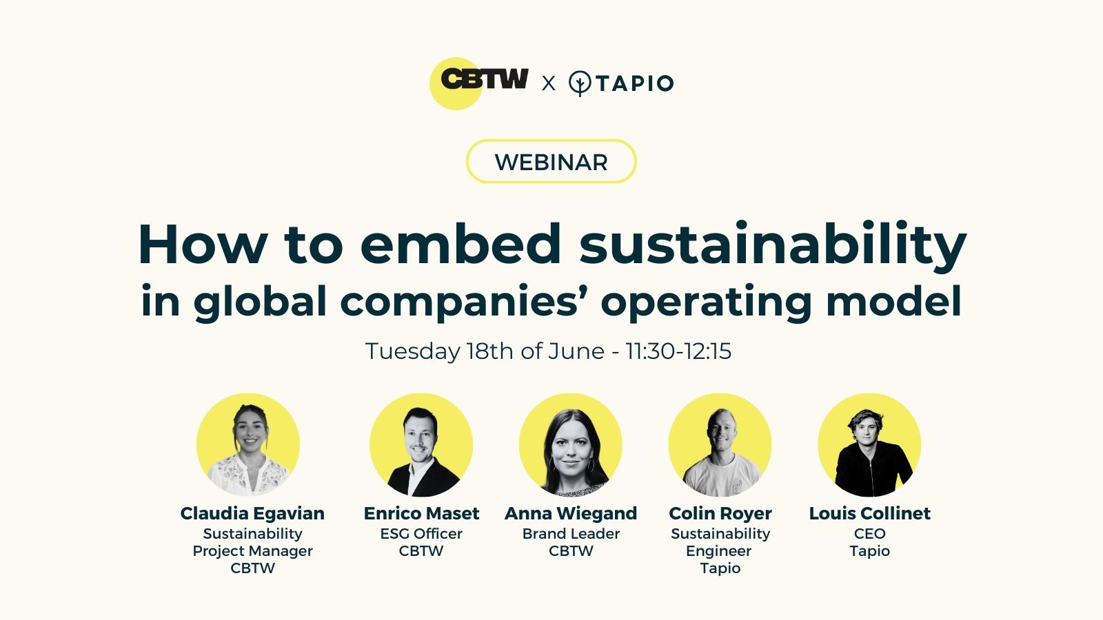 June 18th | Webinar | How to embed sustainability in global companies’s operating model
